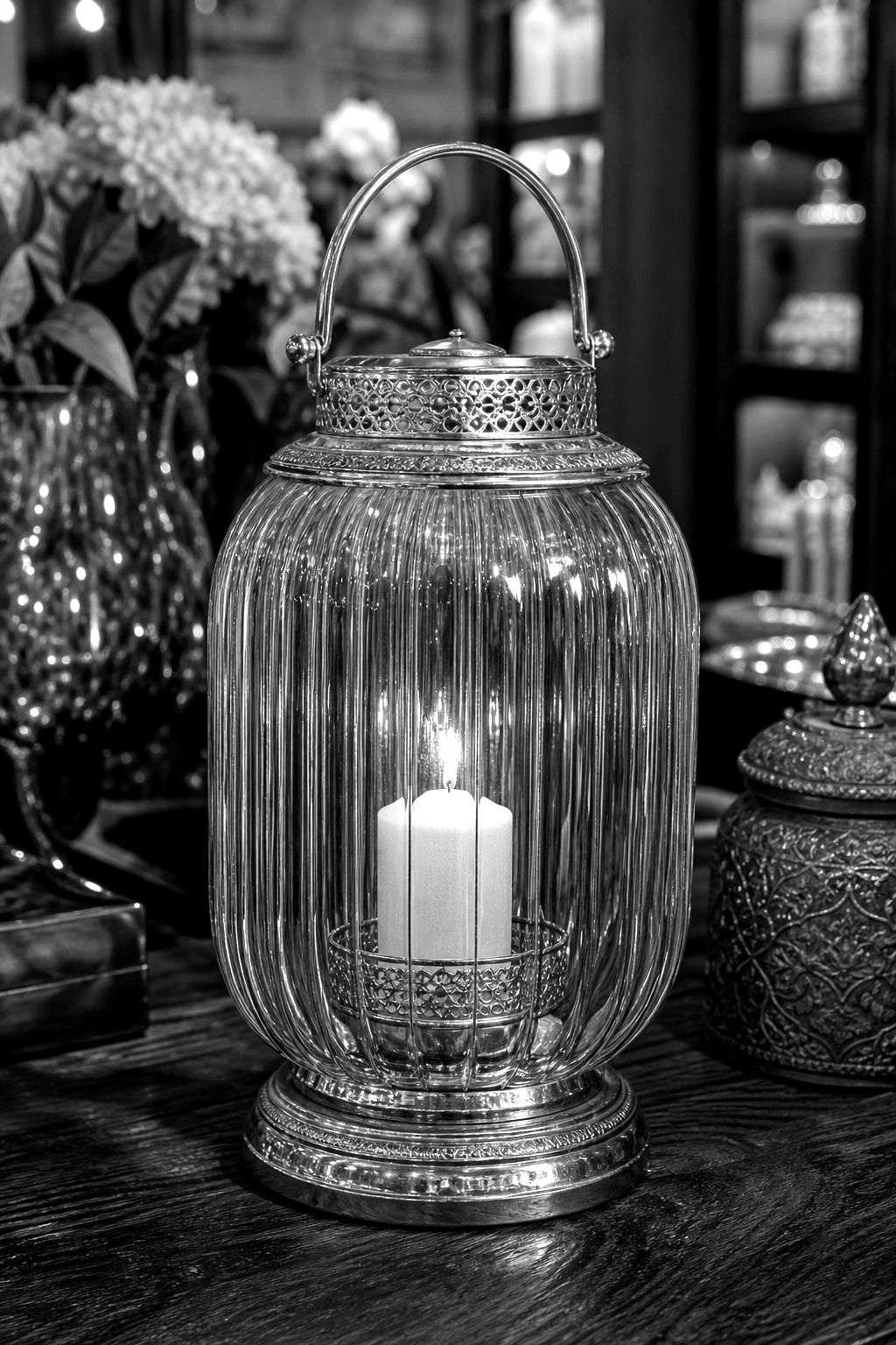 Candle lamp lantern with warm glow — Emporium at Monalisa NXT